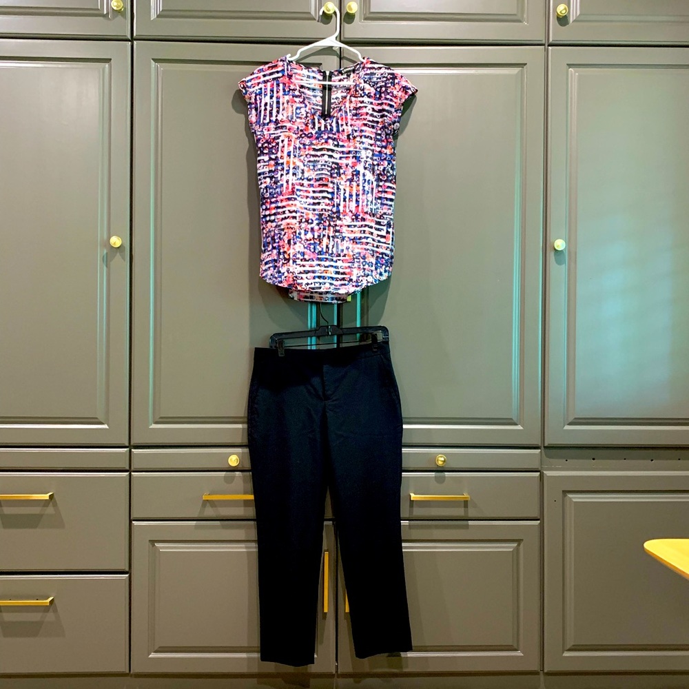 Banana Republic blk cropped slacks - sz 4 & blouse